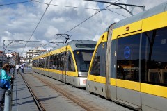 Metro do Porto Bombardier Flexity-Outlook tram (line D) at Ponte Luís (crossing Rio Douro), 13. October 2016
