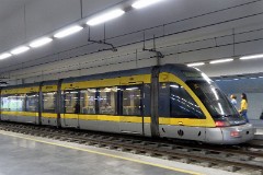 Metro do Porto Bombardier Flexity-Outlook tram photographed at the metro station Trindade, 16. October 2016