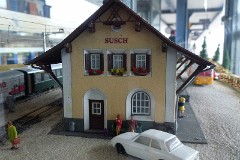 Precentation of Modell-Eisenbahn-Club e.V. Minden - diorama Susch railwaystation, Rhätische Bahn, Switzerland, 13. April 2014