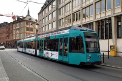 R-Wagen der VGF, Frankfurt am Main, Pauls Platz, 2. April 2016. Baujahr der R-Wagen 1993 bis 1997. Hersteller: Duewag/Siemens.