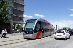 Tranvia Zaragoza, Urbus 3 photographed in Zaragoza, 15. June 2015. Delivered 2010 - 2012. Manufacturer: CAF. Quantity in Zaragoza: 21.